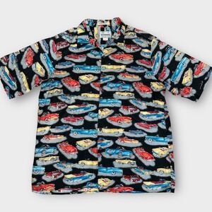 VTG Reyn Spooner Hawaiian Shirt Mens Large American Classics Car Print Button‎